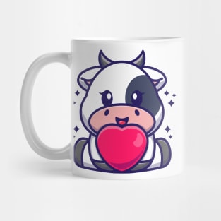 Cute baby cow cartoon with love Mug